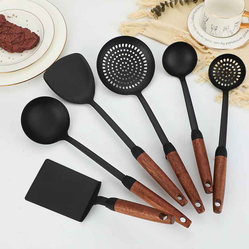 Wrought iron spatula household nitrided iron wok spatula cooking spatula high temperature resistant iron spatula spoon set