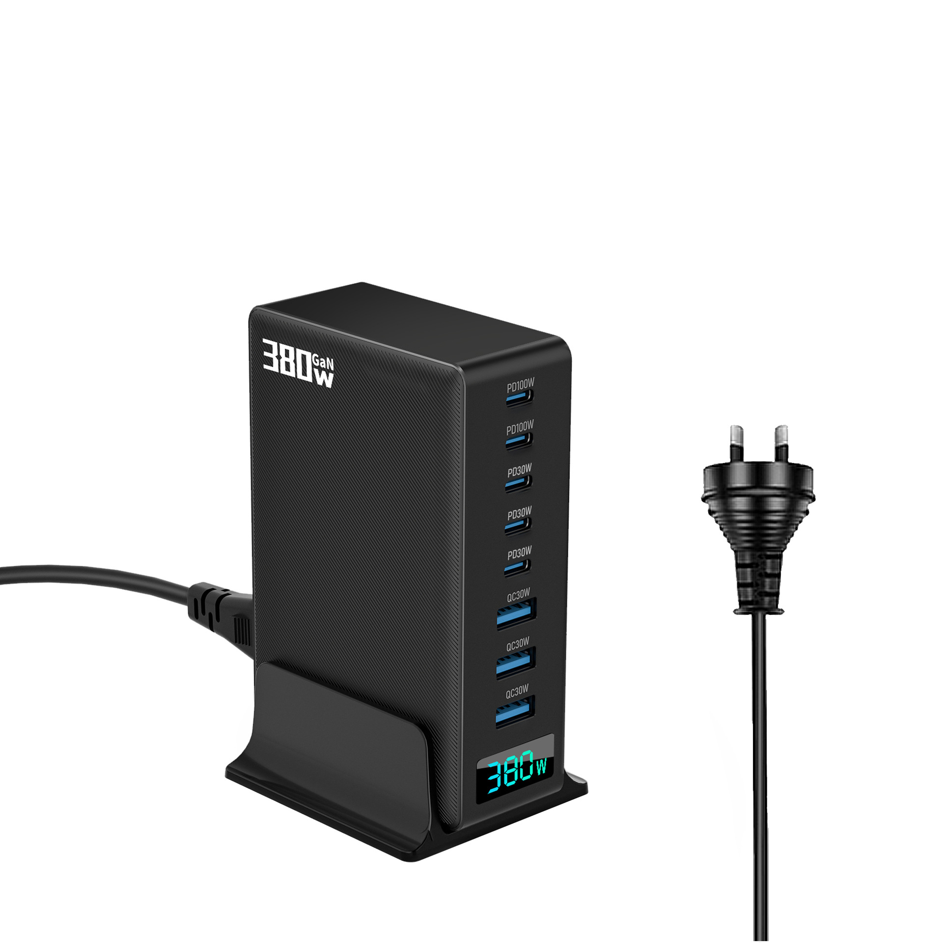 380W GaN Charger Multi-Port Desktop Charging Station Fast Charging Head Compatible with Apple 17 Laptop Power Adapter