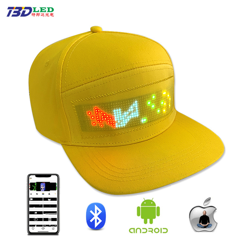 LED Light-Up Hats, LED Advertising Hats Controlled via Smartphone, Wireless-Controlled Cotton LED Hats