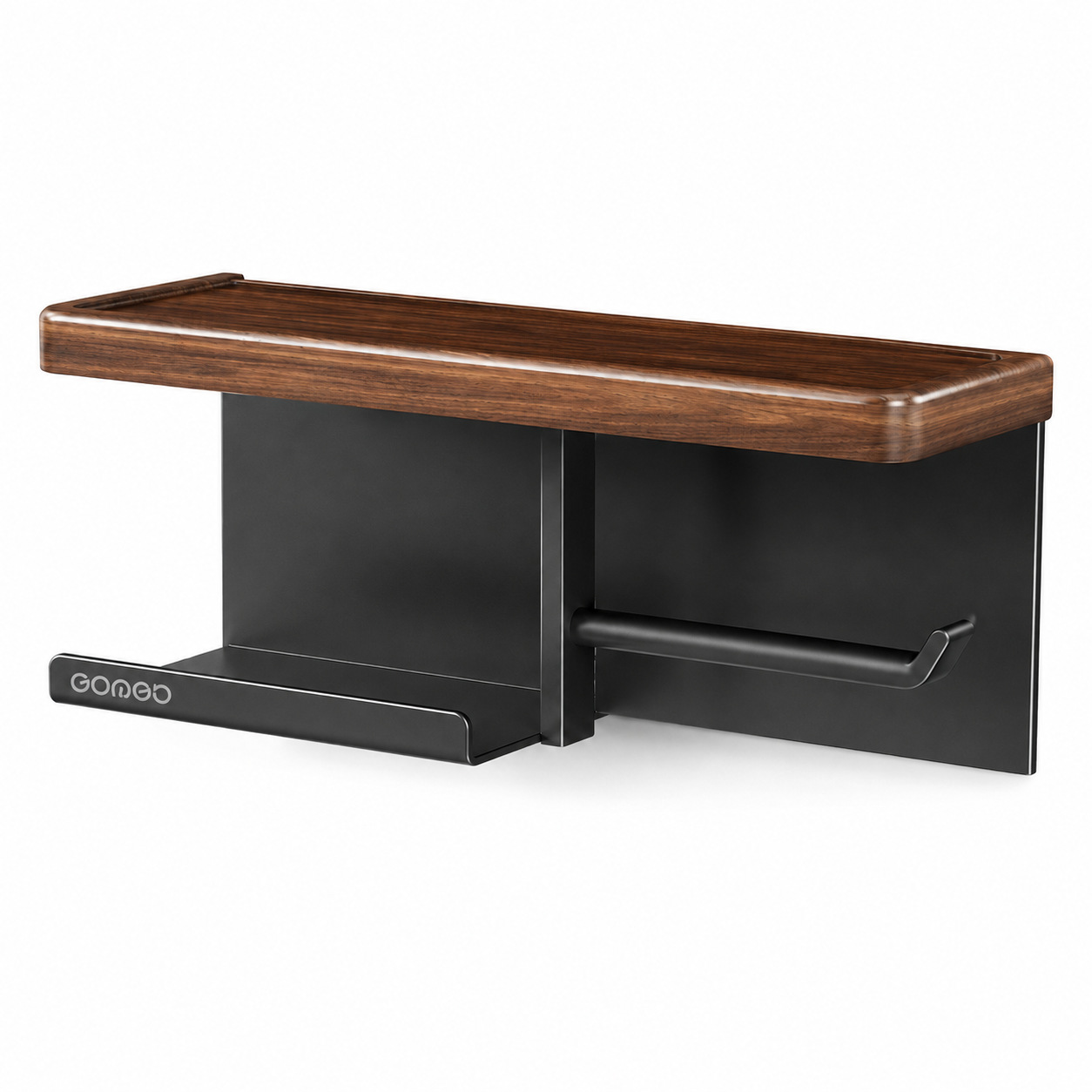Walnut Color Bathroom Toilet Paper Holder No-Drill Bathroom Tissue Box Rack Hotel Toilet Paper Storage