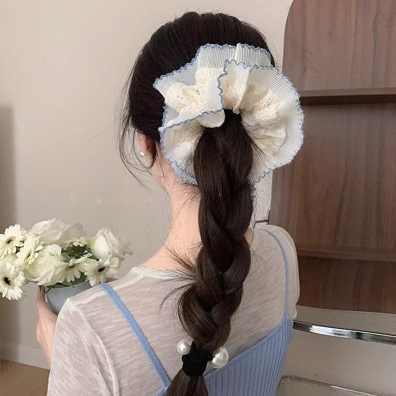 21#蓝色花边蕾丝褶皱约16cm