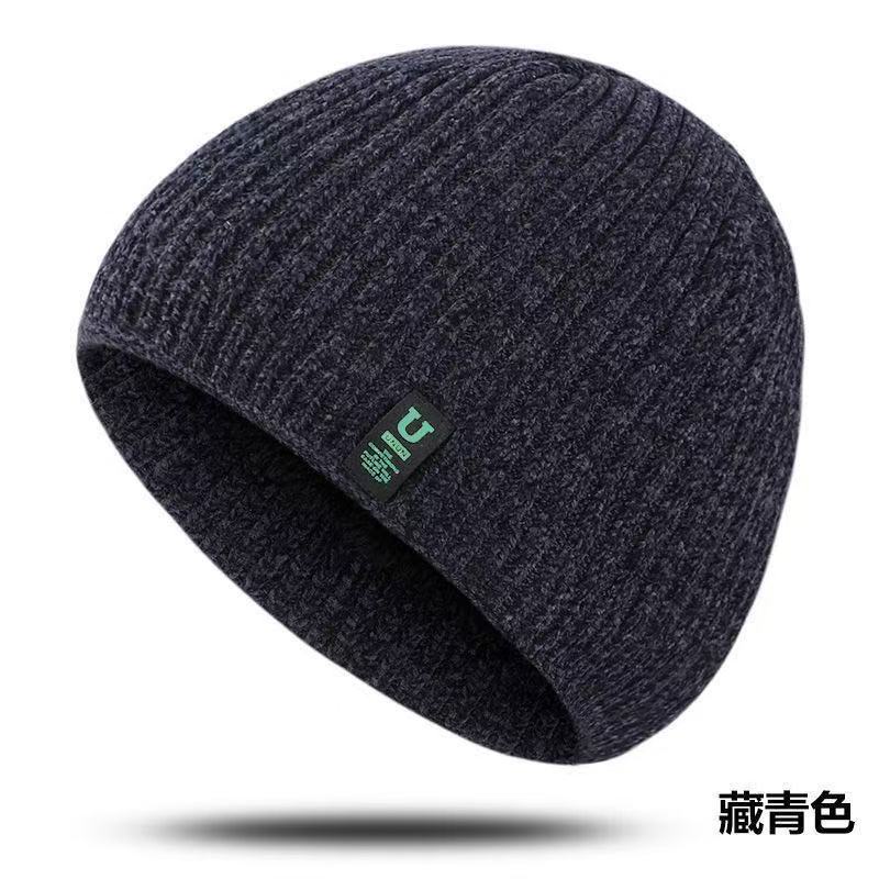 Men's Autumn Winter Warm Fleece Lined Yarn Hat Men Women Outdoor Cycling Ear Protection Cold Proof Pullover Hat Ice