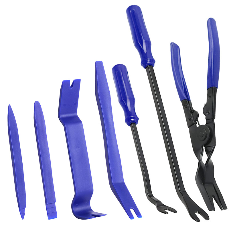 7-Piece Car Audio Modification Tool Anti-Scratch Plastic Pry Bar Fastener Clamp Interior Clip Removal Tool
