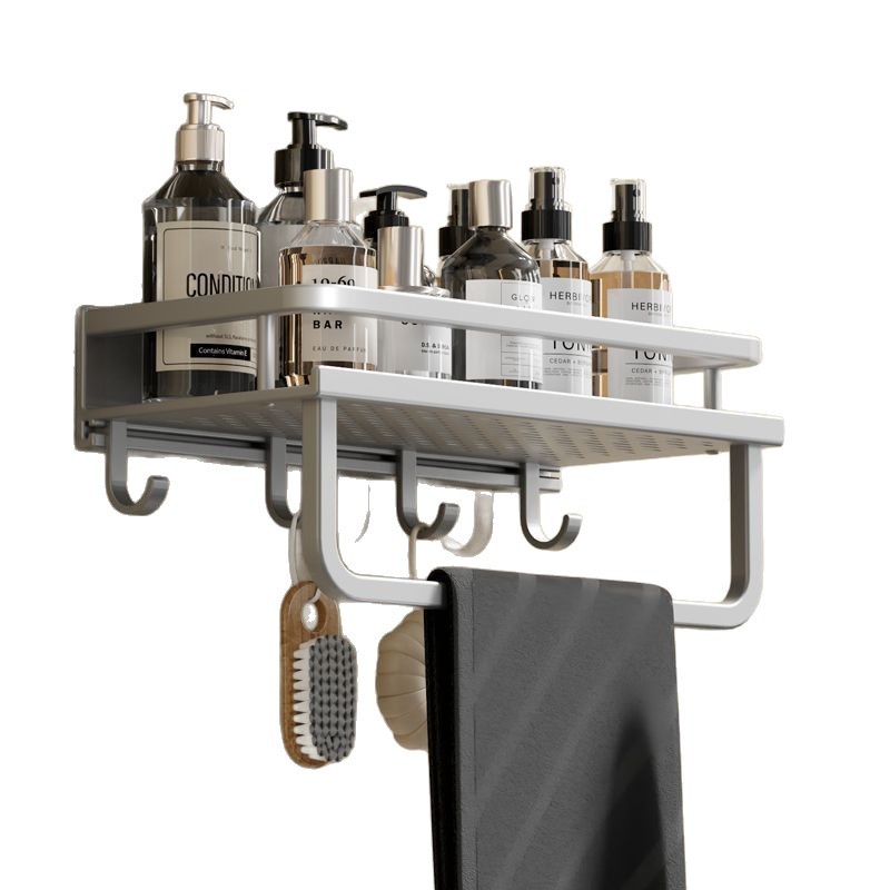Bathroom storage rack no-drilling space aluminum bathroom washbasin toilet shower gel wall storage rack