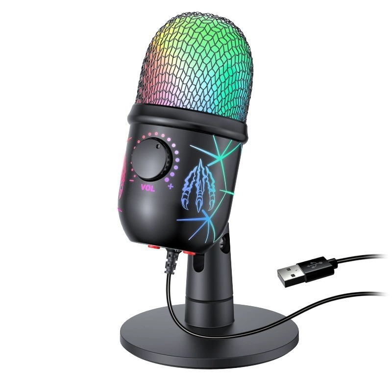 V5 e-sports game live microphone RGB lighting noise reduction microphone computer voice phone karaoke condenser microphone