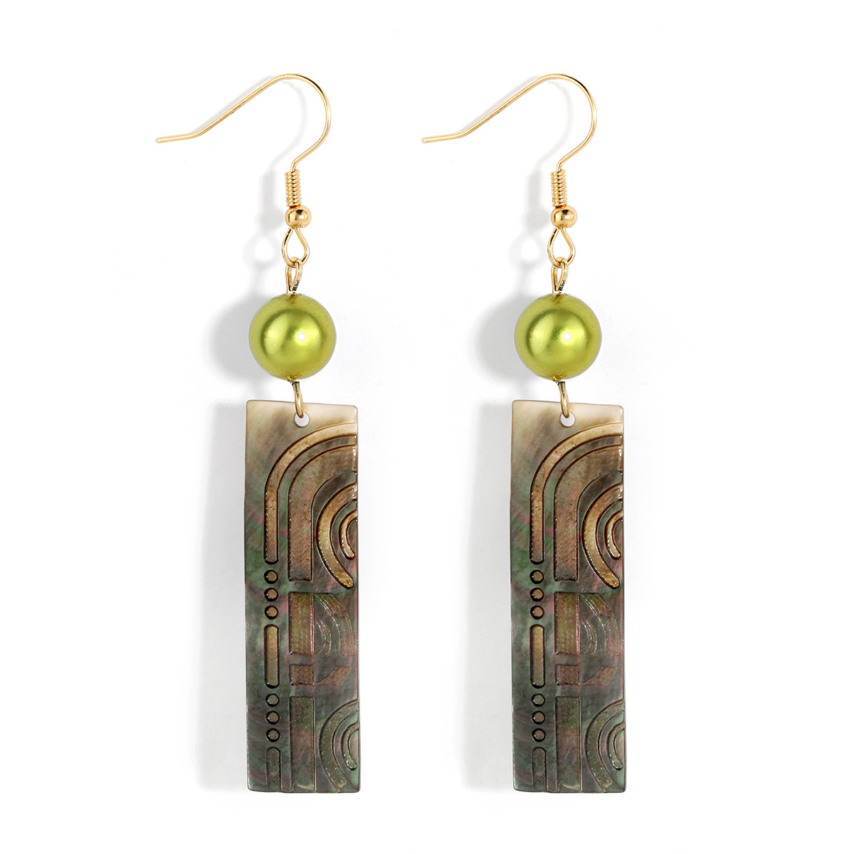 Black Shell Carved Long Strip Earrings Etsy Natural Mother of Pearl Pearl Drop Earrings