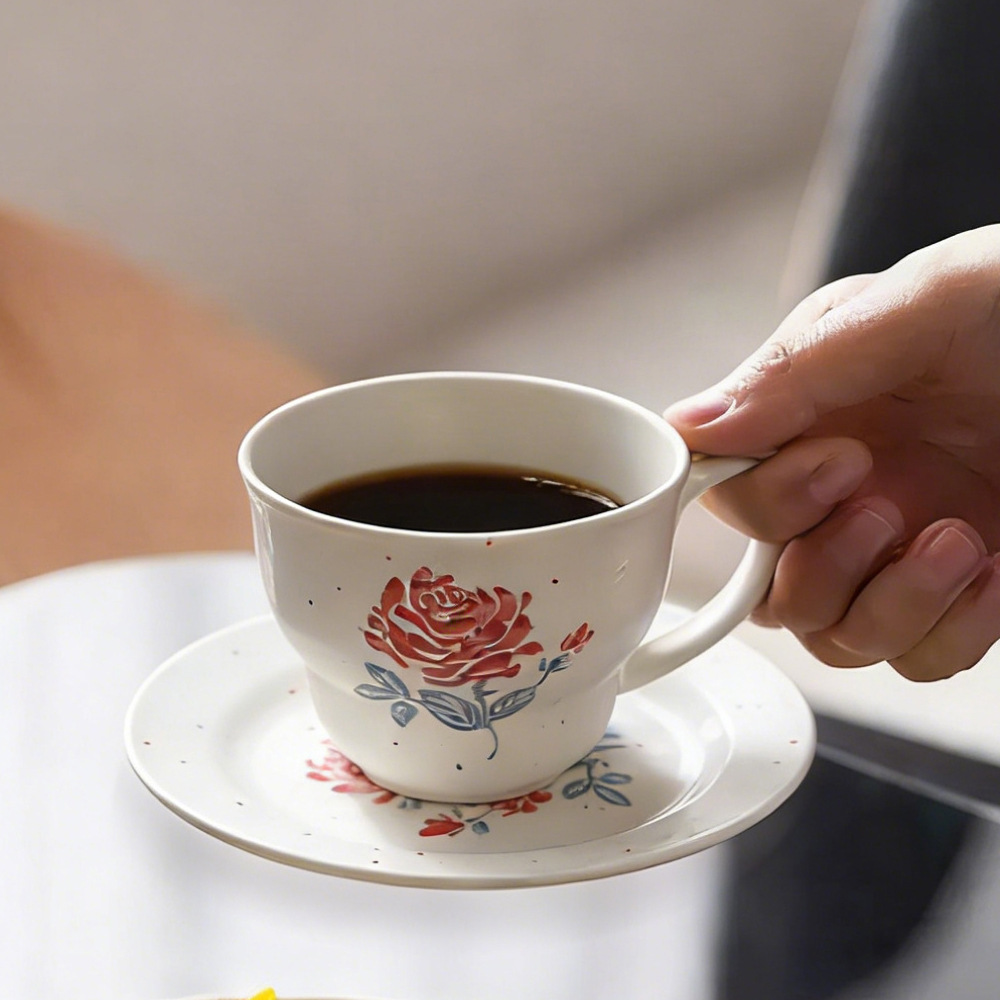 Niche coffee cup saucer set latte art afternoon tea gift vintage water cup
