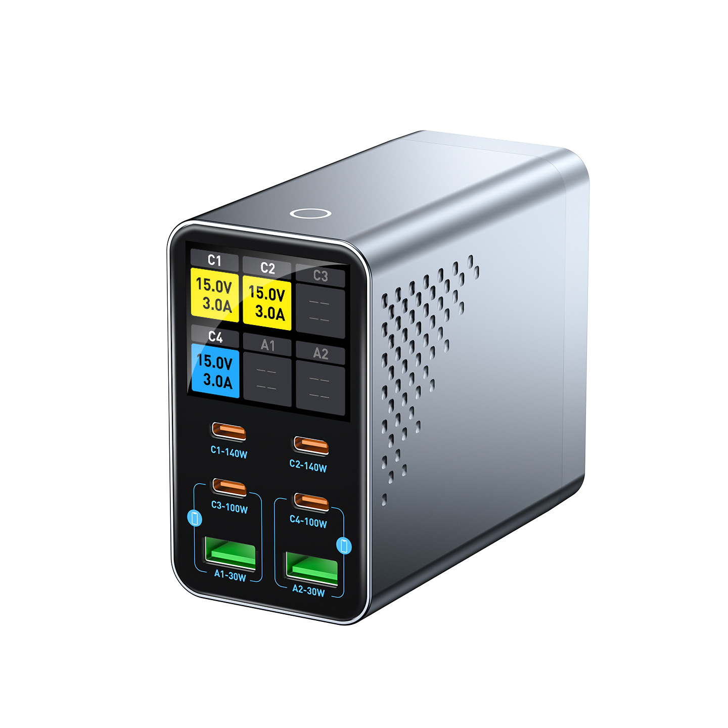 New Multi-Port USB High-Power Smart Screen Display Charger for Phones and Tablets Charging Station GaN Charger