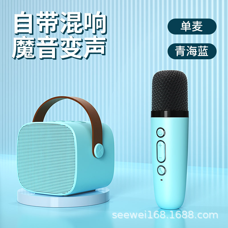 Portable Bluetooth speaker home wireless karaoke speaker microphone outdoor singing small home KTV