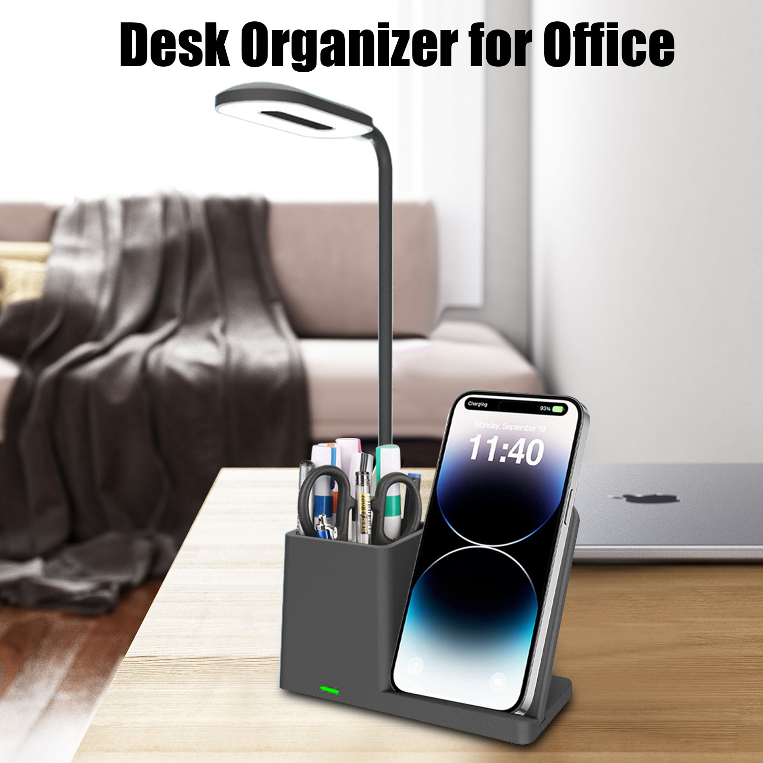 2024 new wireless charger lamp with pen holder wireless charger 3-in-1 wireless charger 15W fast charging