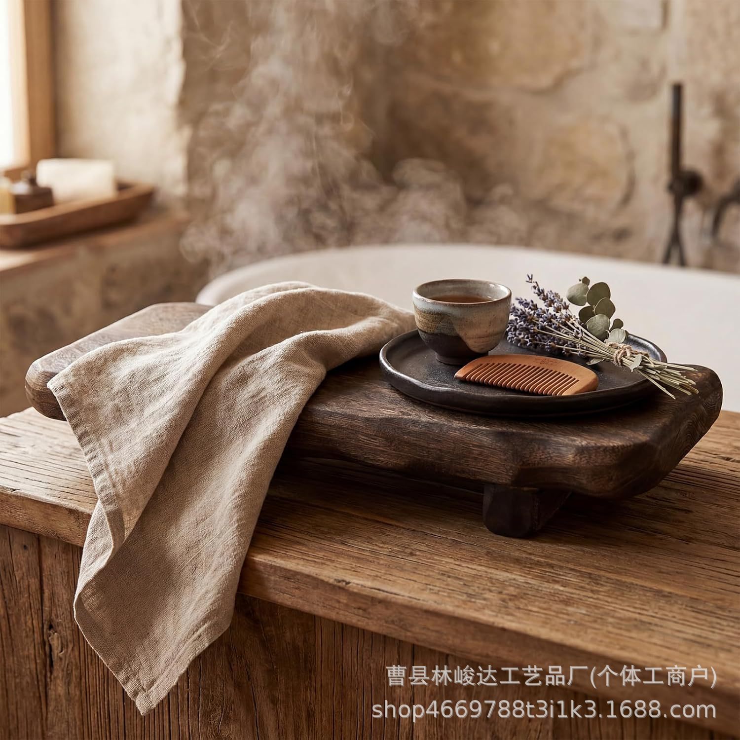 Wooden aromatherapy base stand, home decoration candle essential oil desktop display stand, wooden soap storage tray
