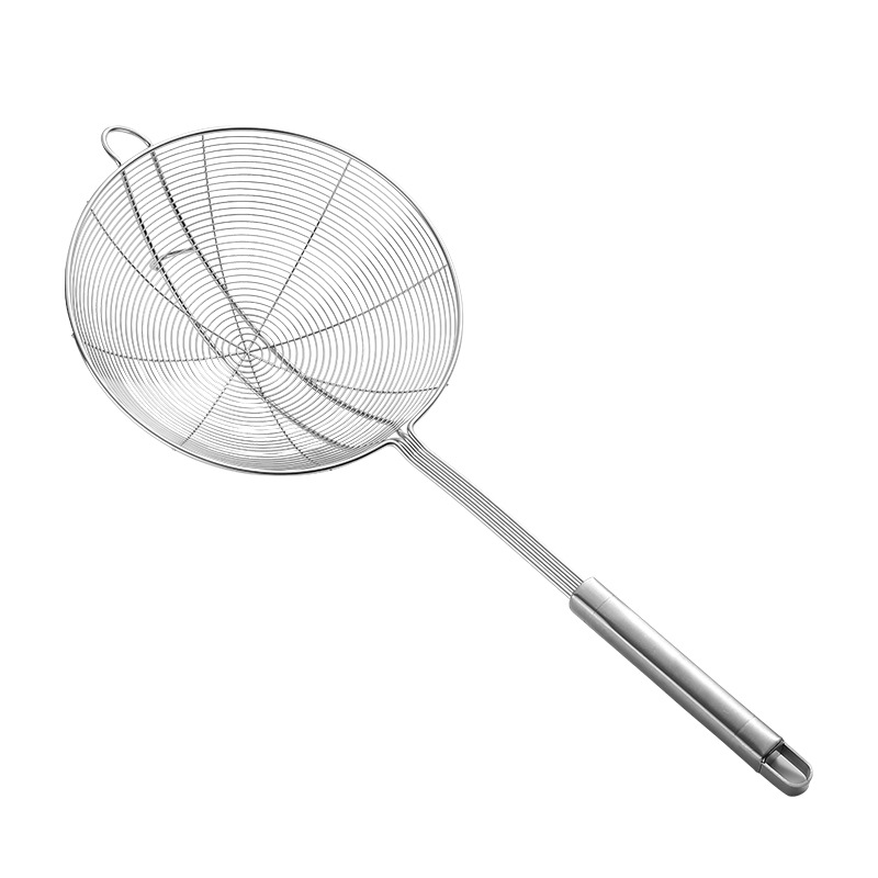 Hot pot colander 304 stainless steel large mesh strainer, household kitchen filter, frying four-wire strainer, restaurant colander