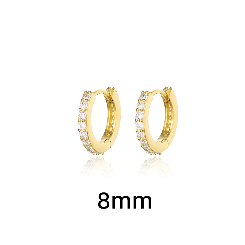 Full Diamond Zircon Ear Cuff Two-Tone Geometric Row Earring Stackable Zircon Circle Earring