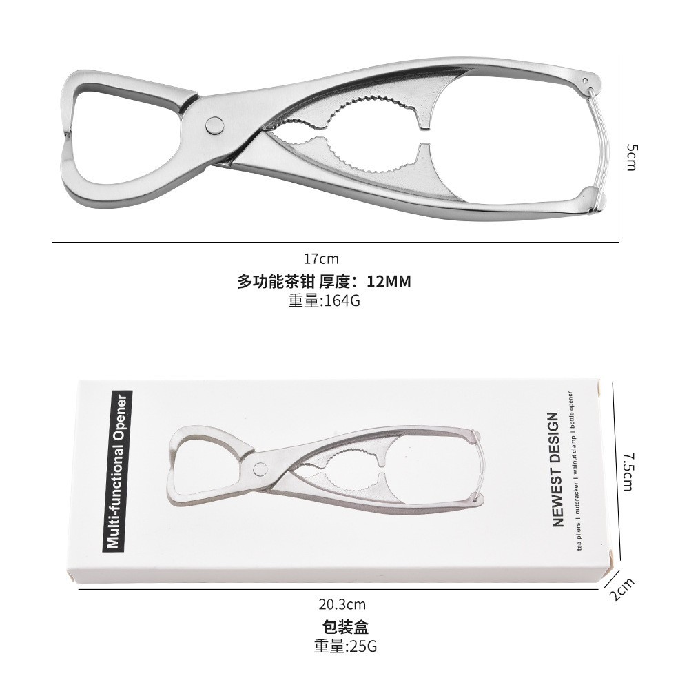 Stainless Steel Pliers Tea Knife Walnut Nutcracker Manual Tea Clip Tea Tool Multifunctional Bottle Opener Tea Set