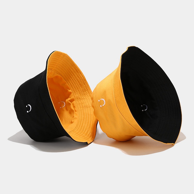 New Smiley Face Reversible Bucket Hat for Men and Women, Street Basin Cap, Travel Sun Hat, Couple Hat