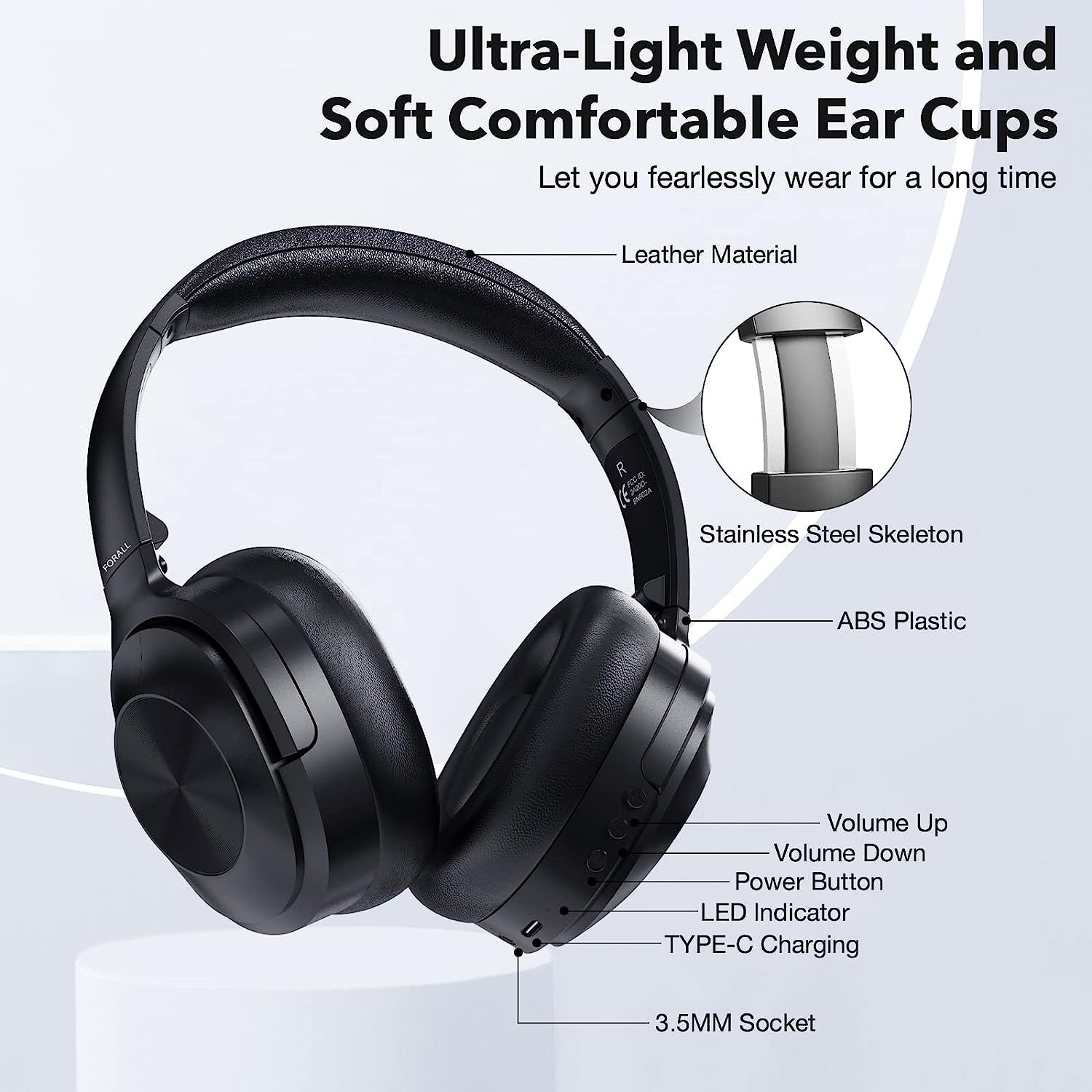 Foldable long battery life active noise-cancelling earphones over-ear earphones