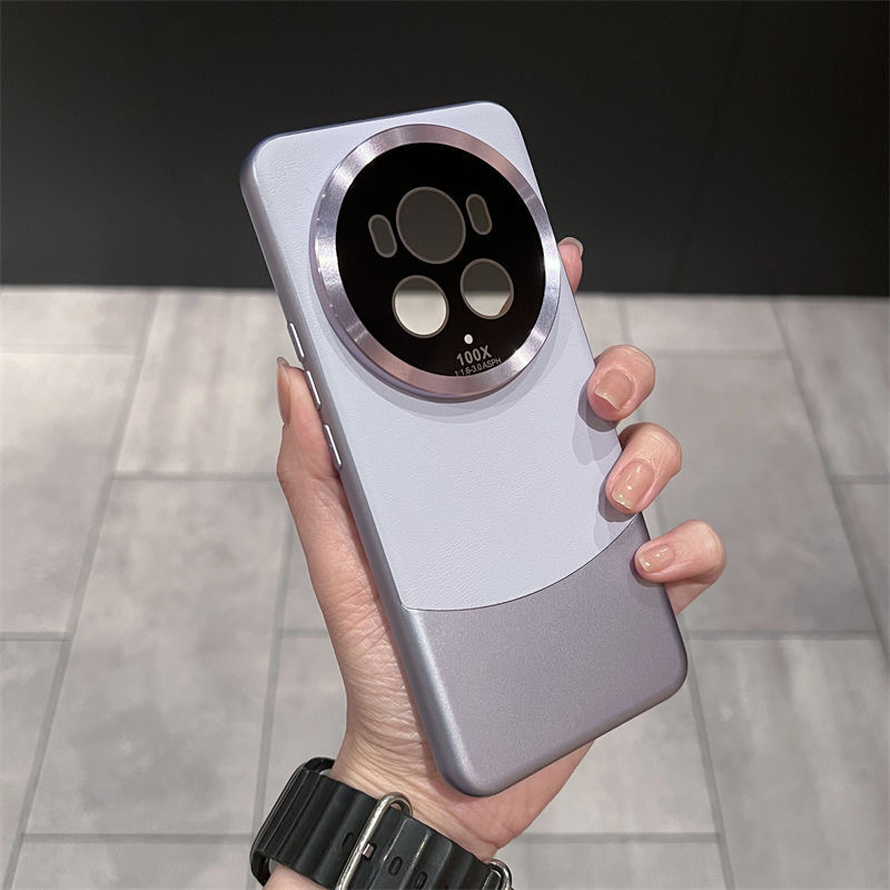 For Honor Magic6 Phone Case Stitched Vegan Leather Full Coverage Lens Film Anti-Drop Case Magic5pro Protective Case