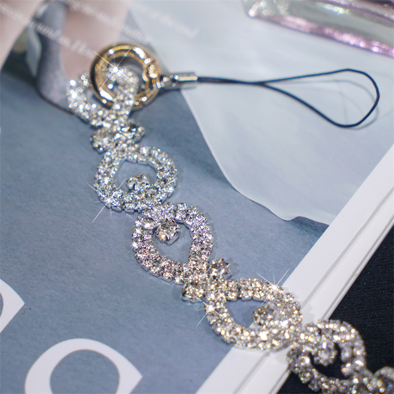 Button Rhinestone Short Wrist Strap New Diamond Wrist Strap Luxury Full Diamond Badge Lanyard