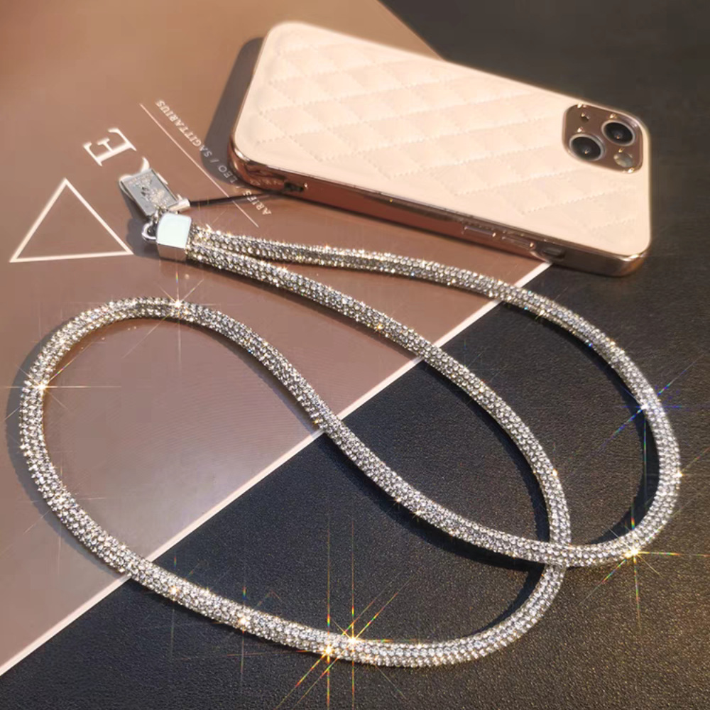Mobile phone lanyard wrist full rhinestone lanyard hanging chain tag women pendant sturdy phone chain neck