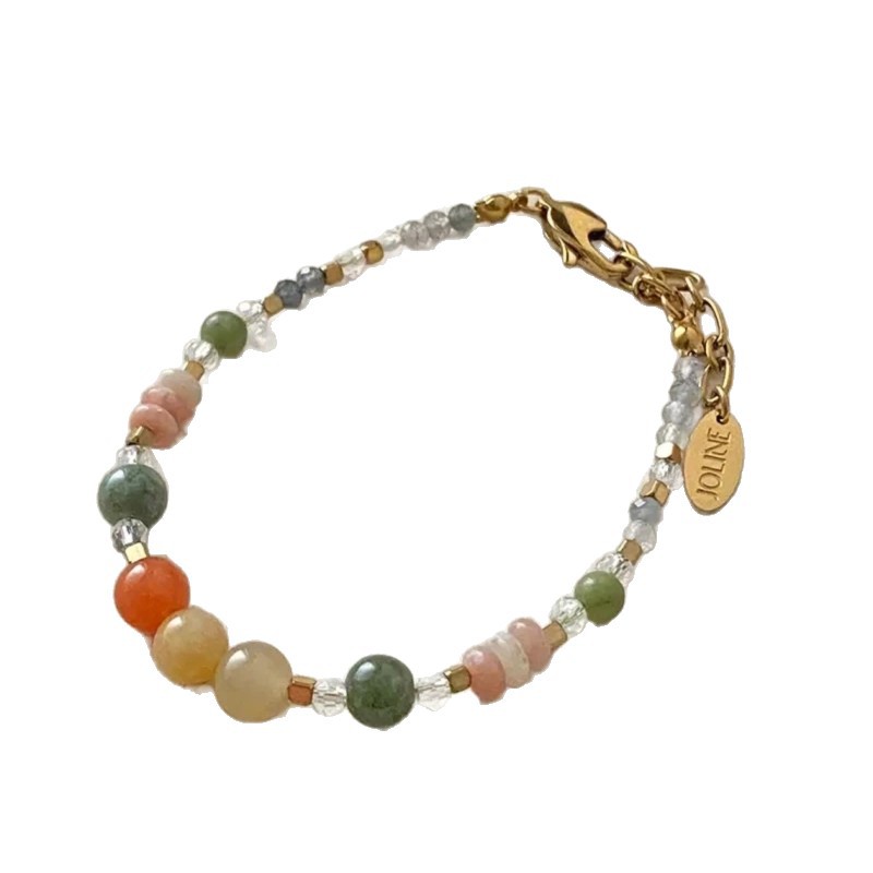 「Spring Sequence」Natural stone bead necklace for women, new spring season small fresh sweet collarbone chain