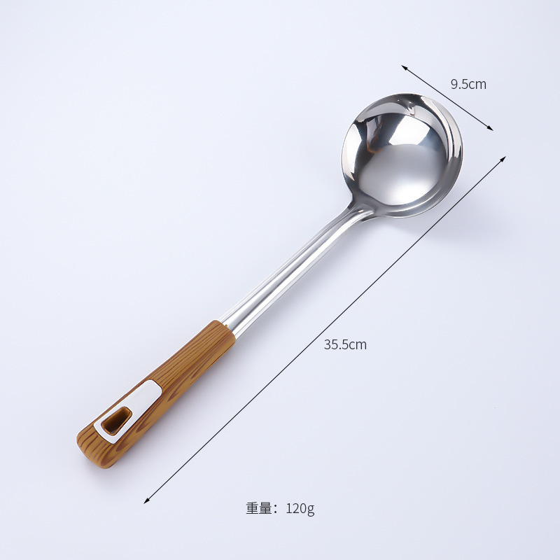 Stainless steel kitchen utensils thickened wok spatula soup spoon home anti-scald slotted spoon noodle ladle kitchen wok spatula spoon set