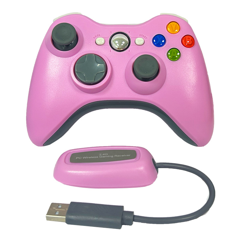 2.4g无线； XBOX360主机/PC专用双马达震动  （粉色带包装）