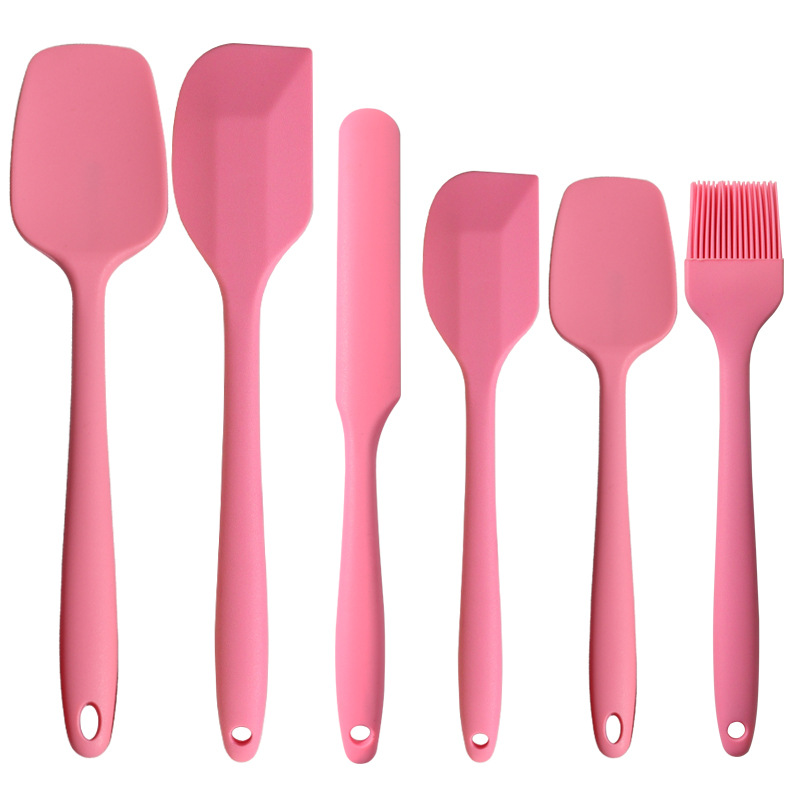 Silicone Scraper 6-Piece Set Food Grade Silicone Scraper Oil Brush Baking Set Cream Spatula BBQ Brush