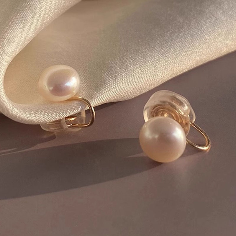 Natural Freshwater Pearl Earrings New Simple Flight Attendant Ear Clips 925 Sterling Silver Earrings for Women