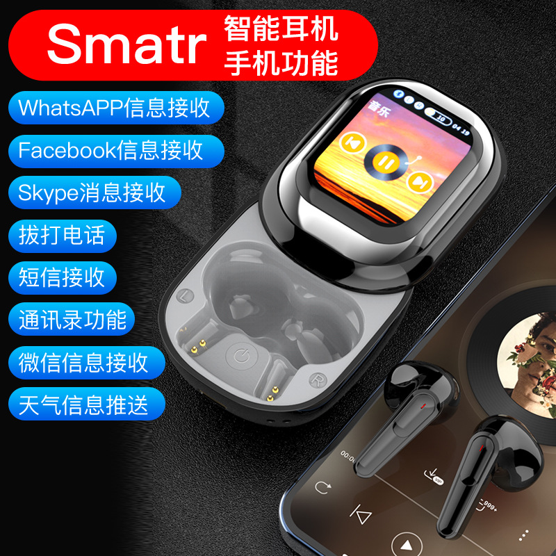 New TWS In-Ear Bluetooth Headphones with Screen, Noise Cancelling, Transparent Touch Screen SE-ONE