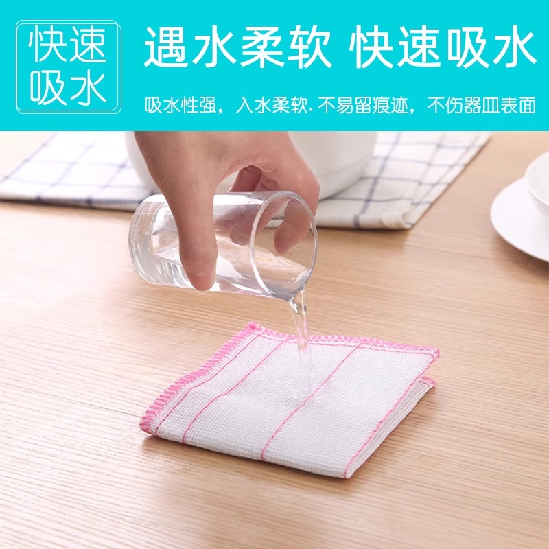 Oil-absorbing dishcloth for kitchen use, household wiping table, water-absorbing, lint-free, easy-to-wash, thickened dish towel