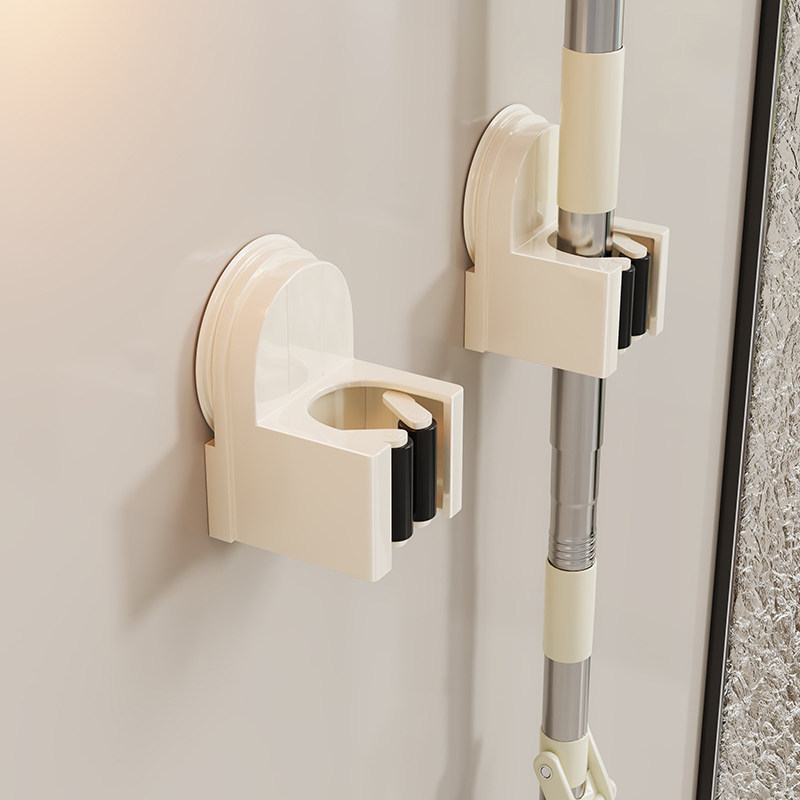 Suction Cup Mop Wall Clip, Bathroom No-drill Mop Rack, Broom Mop Holder Hook, Fixed Storage Rack
