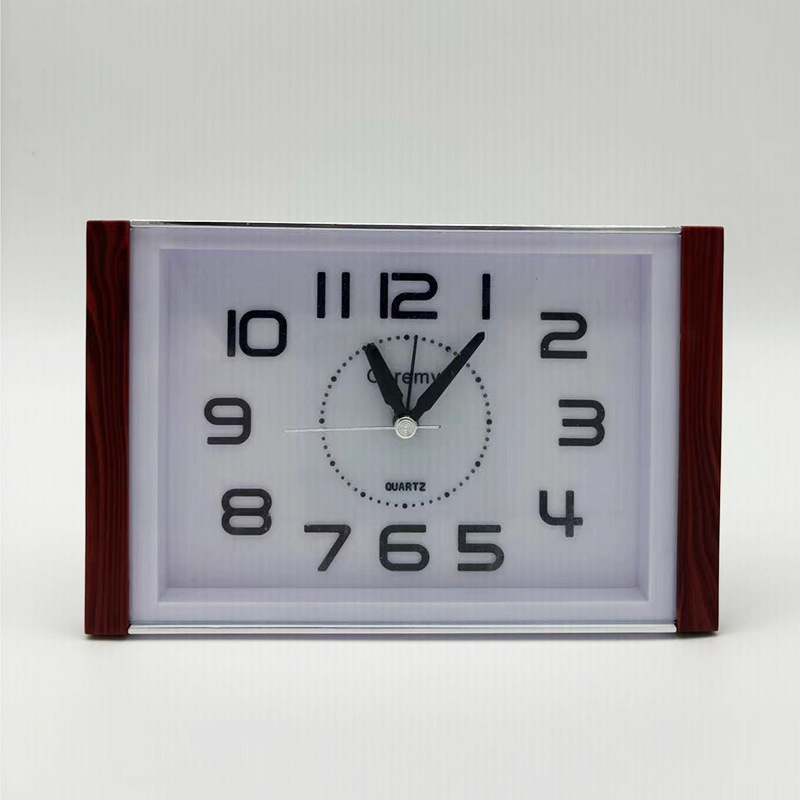 Factory Price Simple Square Large Alarm Clock Silent 3D Large Digital Scale Fake Wood Grain Frame