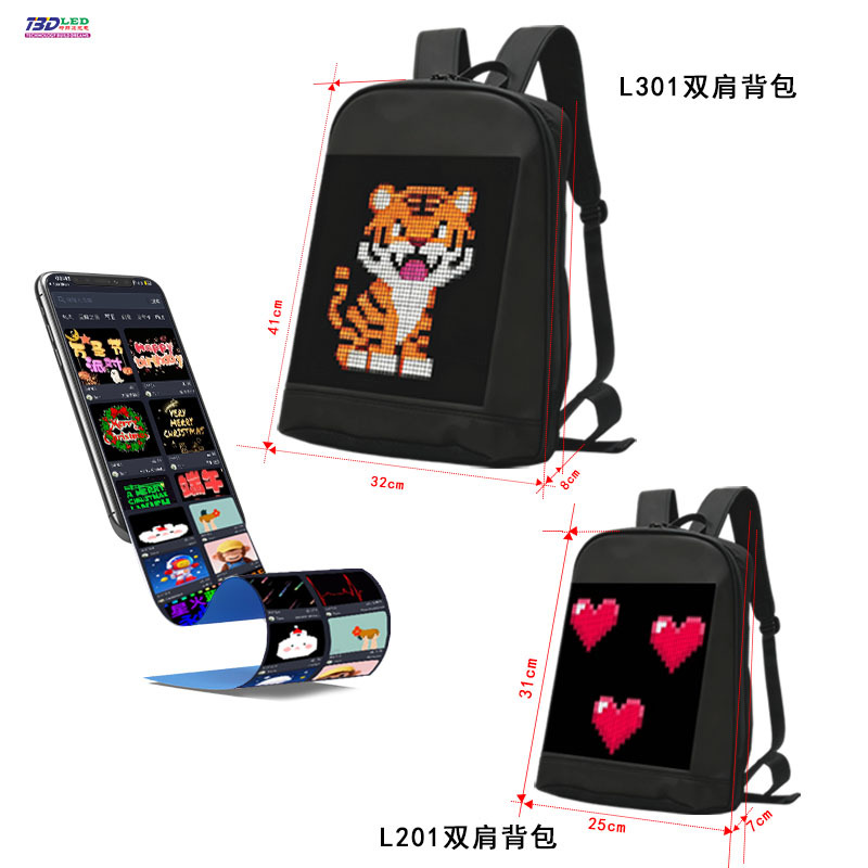 Large-Screen LED Backpack: New App for Bluetooth Advertising Playback—LED Display Casual Backpack