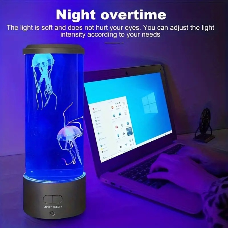 Simulated Medium Jellyfish Lamp Remote Control Color Changing USB Plug-in Night Light LED Decorative Night Light