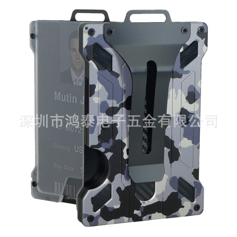 New Aluminum Alloy Card Holder Transparent Badge RFID Metal Wallet Work ID Card Clip with Badge Slot