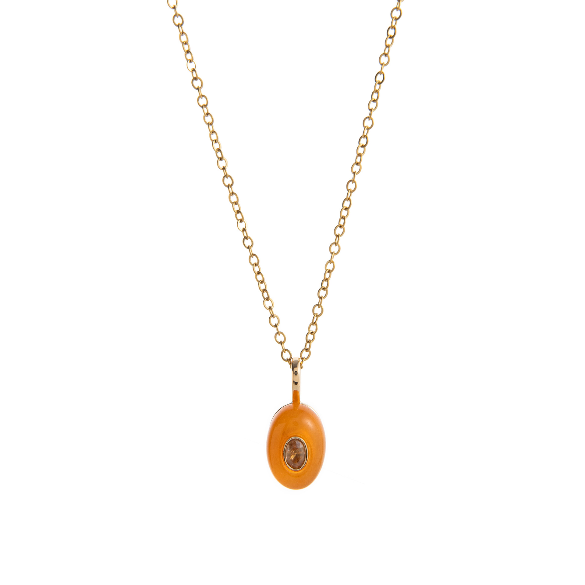 Titanium steel plated 18k gold natural stone rhinestone teardrop necklace multi-color accessory