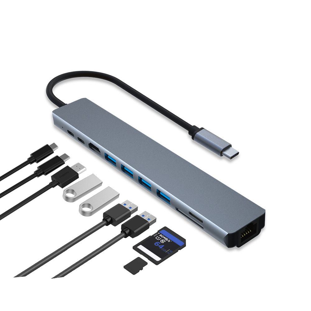 10-in-1 Docking Station Type-C to HDMI 4K 100M Ethernet Port Notebook Docking Station USB Hub