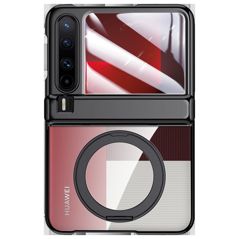 Applicable to Huawei Pura X phone case ice armor series electroplated full coverage hinge case film 360-degree rotating bracket magnetic