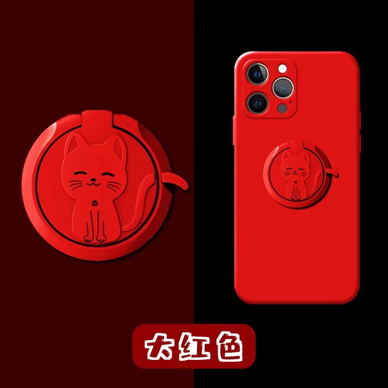 Metal ring phone stand back sticker cat cartoon animal alloy portable