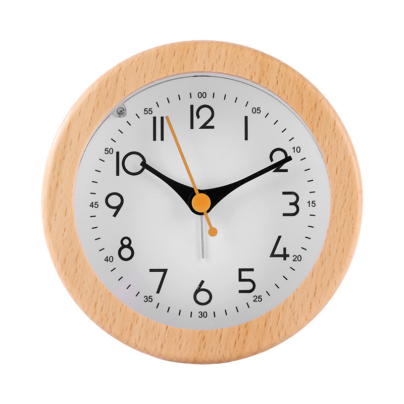 Simple solid wood alarm clock, log clock, luminous, student snooze lazy wake-up, modern simple style
