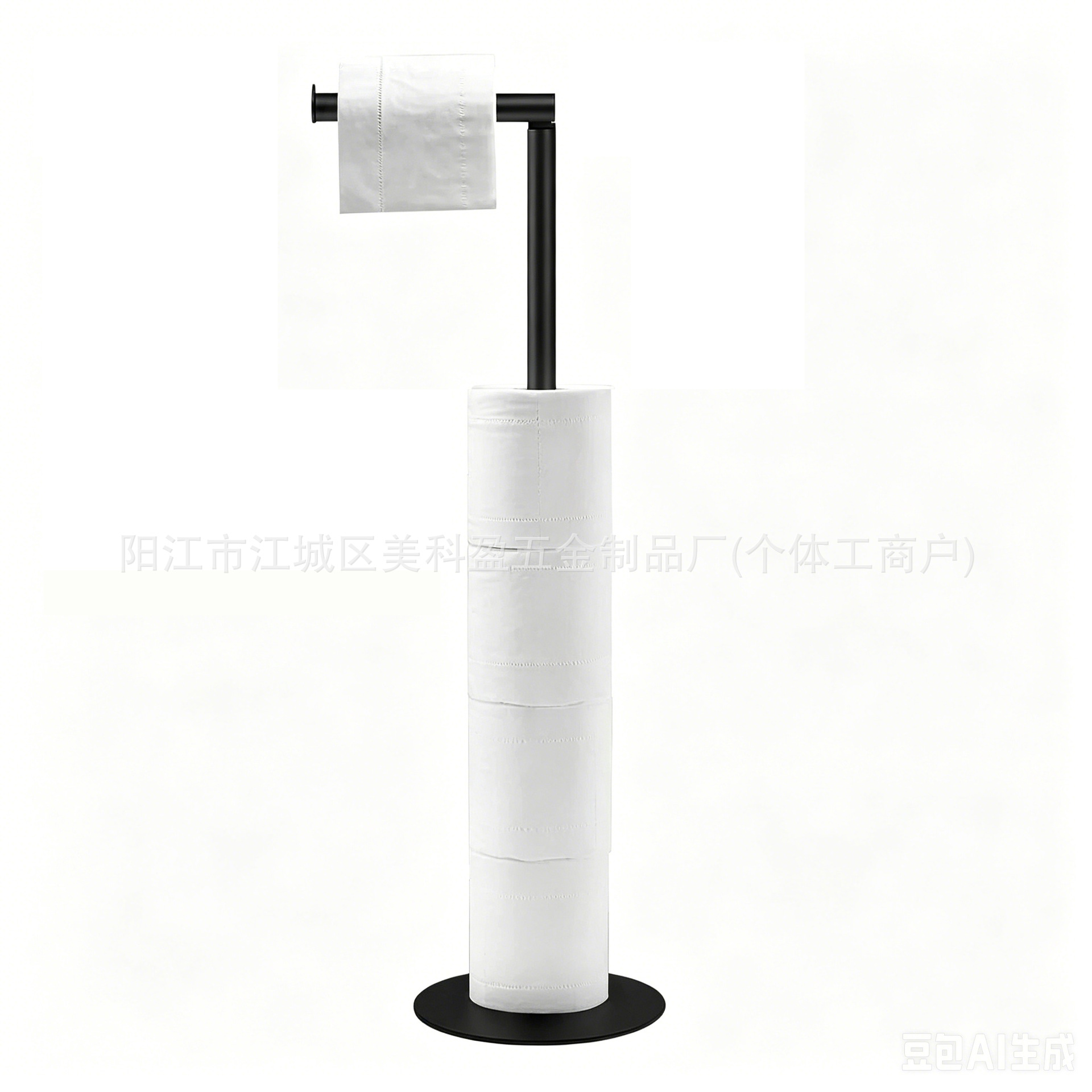 Stainless steel floor-standing tissue holder vertical movable toilet paper holder nail-free toilet brush holder roll paper holder