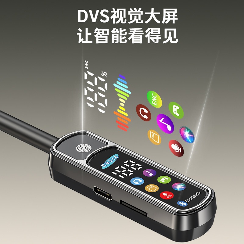 New Neckband Color Screen Bluetooth Earbuds with Voice Changer Wireless Bluetooth Earbuds Can Sing K Song Sports