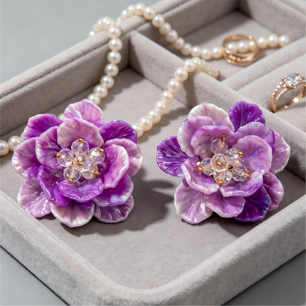 High-quality fresh and sweet colorful resin petal flower dopamine adjustable ring