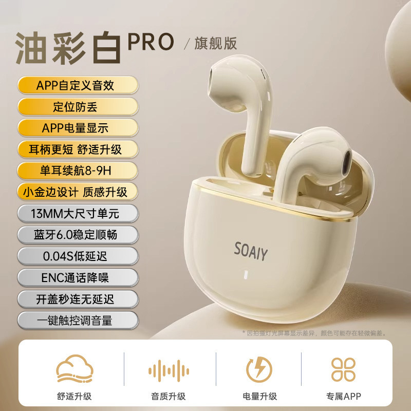 Soai SR10 Bluetooth Earphones New Listening Sports Wireless Ultra-long Battery Life Special Official Female Semi-in-ear