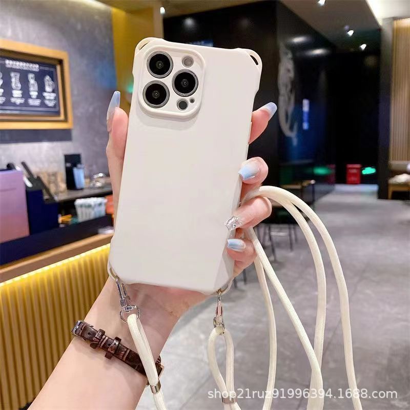 Lanyard compatible iPhone 14 Pro Max phone case 13 four-corner anti-drop 12 liquid silicone case lanyard phone case