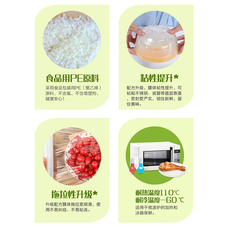 Miaojie Cling Film, Household Economy Pack, Kitchen, Refrigerator, Large Roll, Sealed, Disposable, High Temperature, Fresh-Keeping Bags
