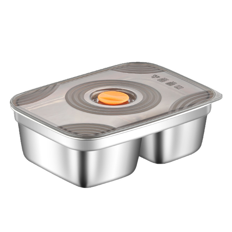 Household Japanese-style stainless steel lunch box with lid refrigerator storage fresh-keeping box office worker microwave safe square lunch box