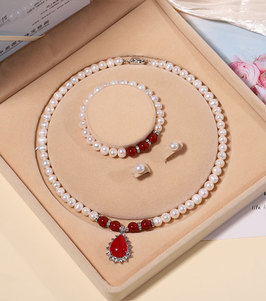 Zhuji Natural Freshwater Pearl Necklace for Women Real Pearl Set Clavicle Chain Mother's Day Gift