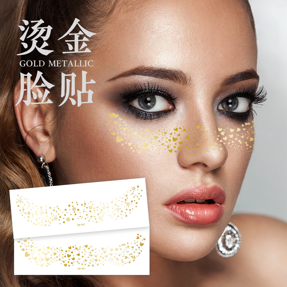 New Freckle Tattoo Sticker Gold Foil Silver Foil Party Flash Face Makeup Temporary Tattoo Sticker Paper