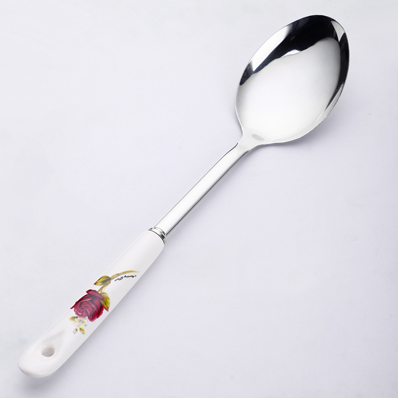 Ceramic handle stainless steel spatula kitchenware set, spatula, soup spoon, anti-slip, high temperature resistant, anti-scald, kitchen, home, hotel